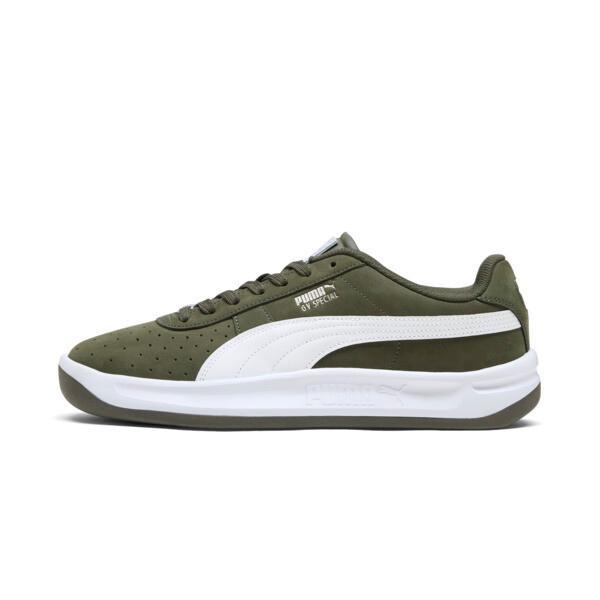 PUMA GV Special Olive Men's Sneakers in Dark Olive/White/Silver Product Image