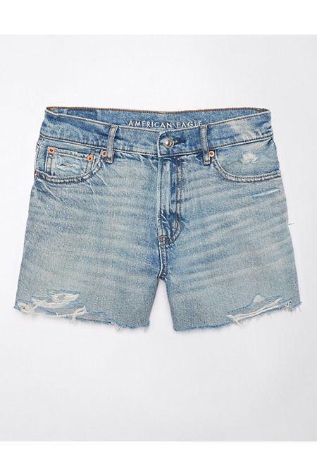 AE Strigid Super High-Waisted Relaxed Ripped Denim Short Womens Product Image