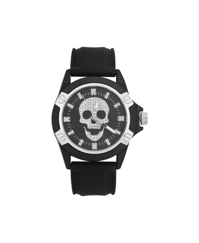 Ed Hardy Mens Matte Black Silicone Strap Analog Watch 44mm Product Image