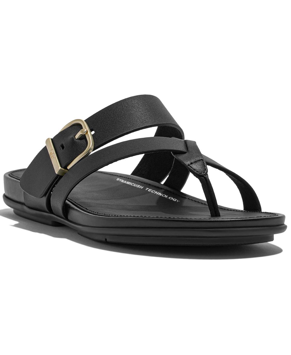 FitFlop Womens Gracie Buckle Leather Strappy Toe-Post Sandals Product Image