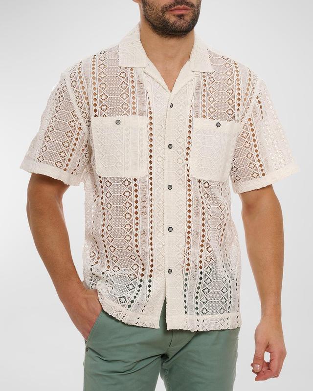 Mens Milanese Open Lace Button-Front Shirt Product Image