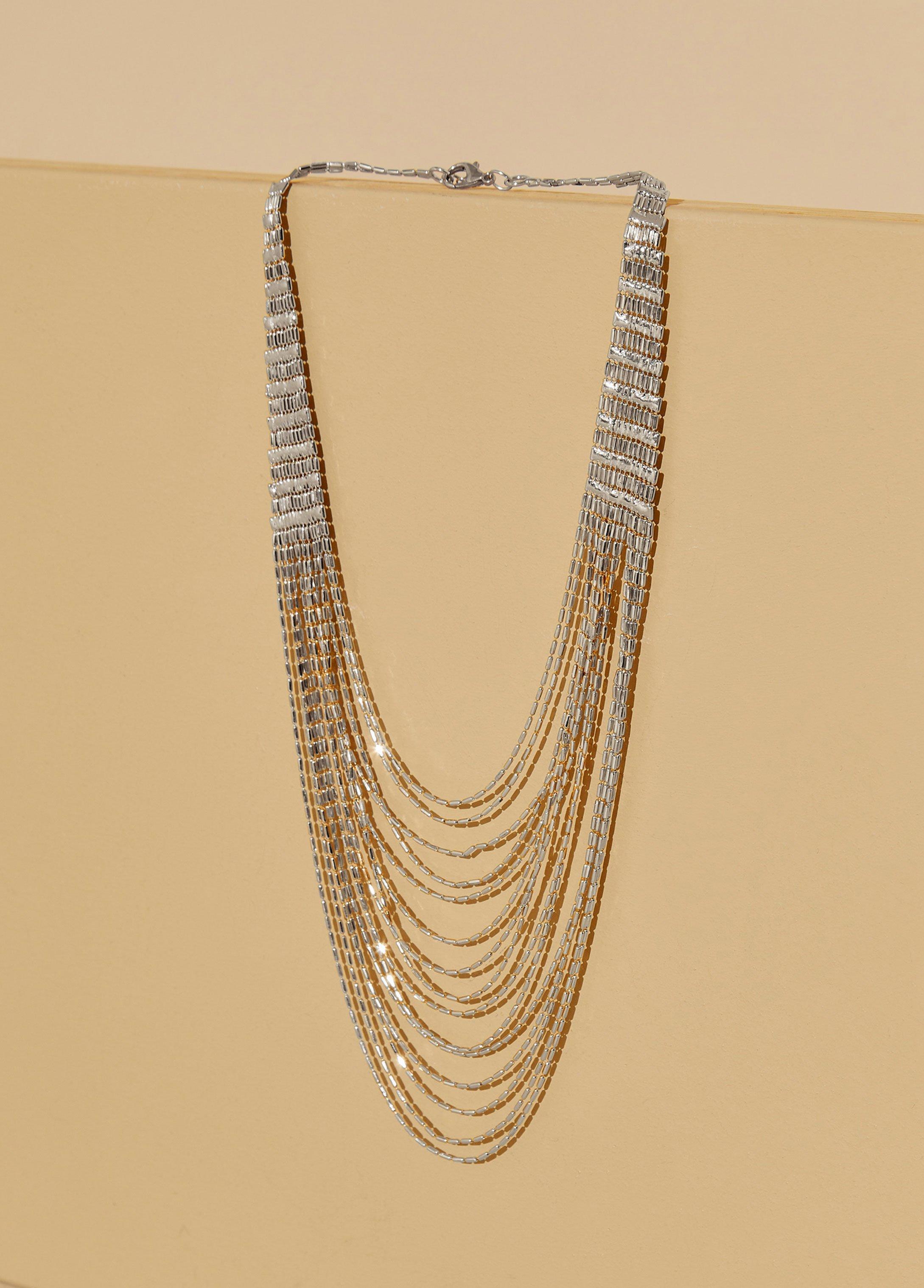 Silver Tone Multichain Necklace Product Image