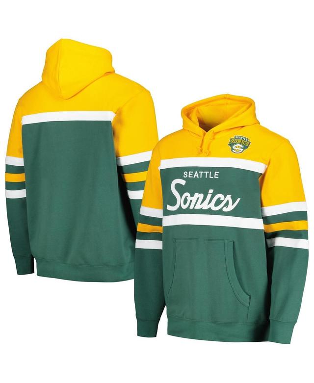 Mitchell & Ness Mens Green/Gold Seattle SuperSonics Head Coach Pullover Hoodie Product Image