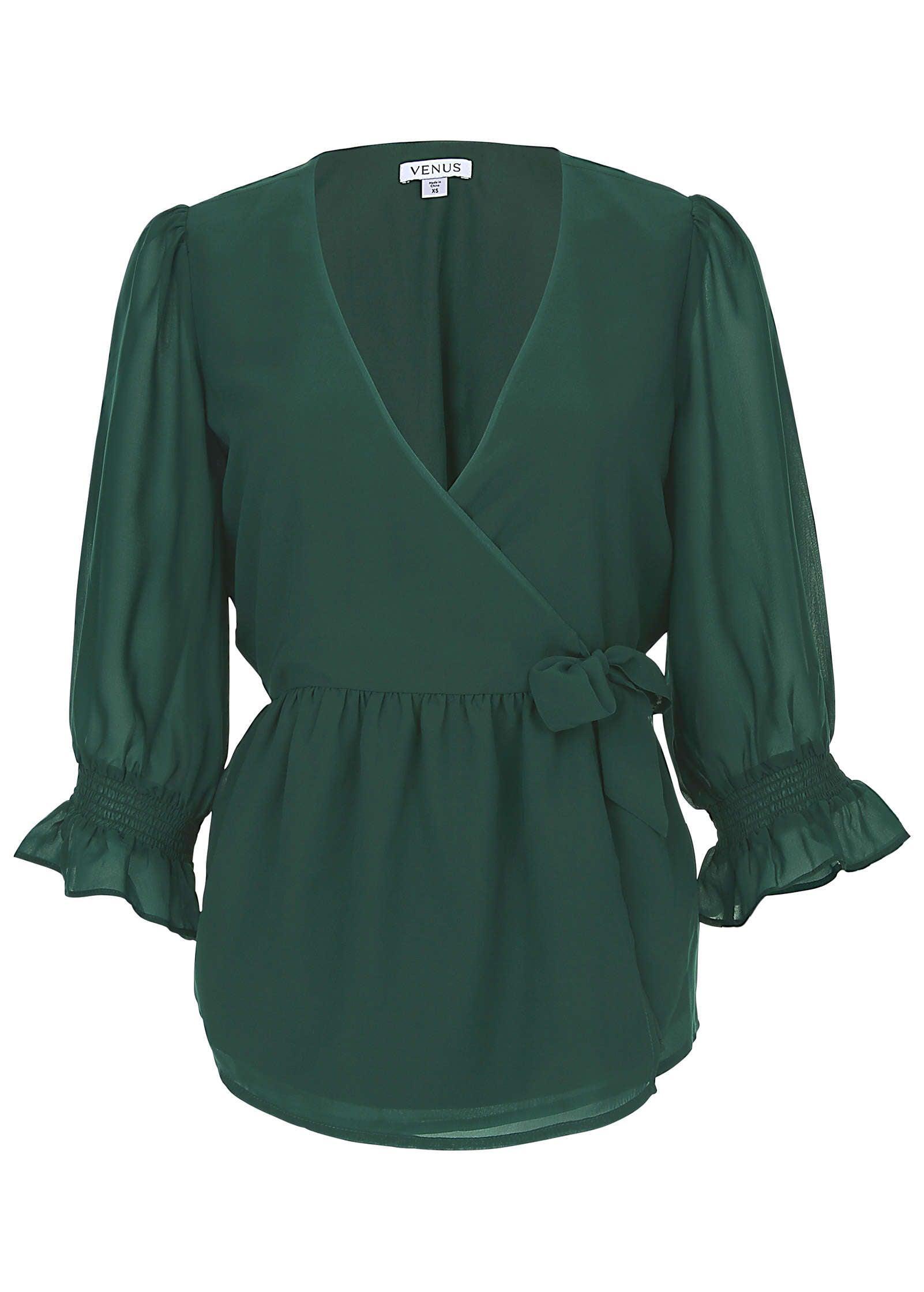 Wrap Tie Blouse - Aventurine Product Image