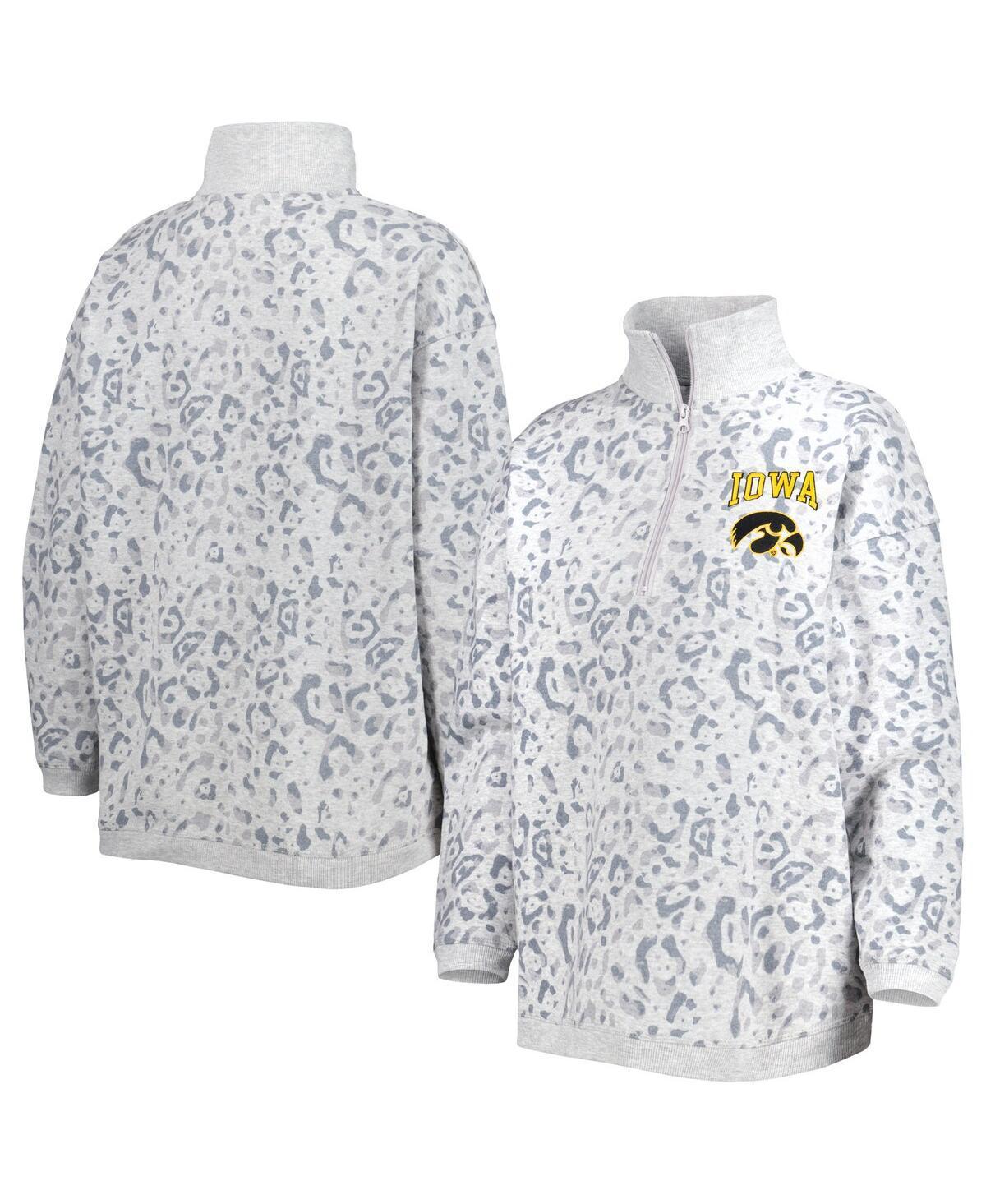 Womens Gameday Couture Heather Gray Iowa Hawkeyes Leopard Quarter-Zip Sweatshirt product image