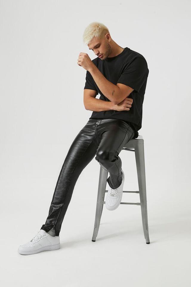 Coated Mid-Rise Slim-Fit Jeans | Forever 21 Product Image