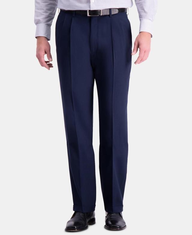 Haggar Mens Premium Comfort Stretch Classic-Fit Solid Pleated Dress Pants Product Image