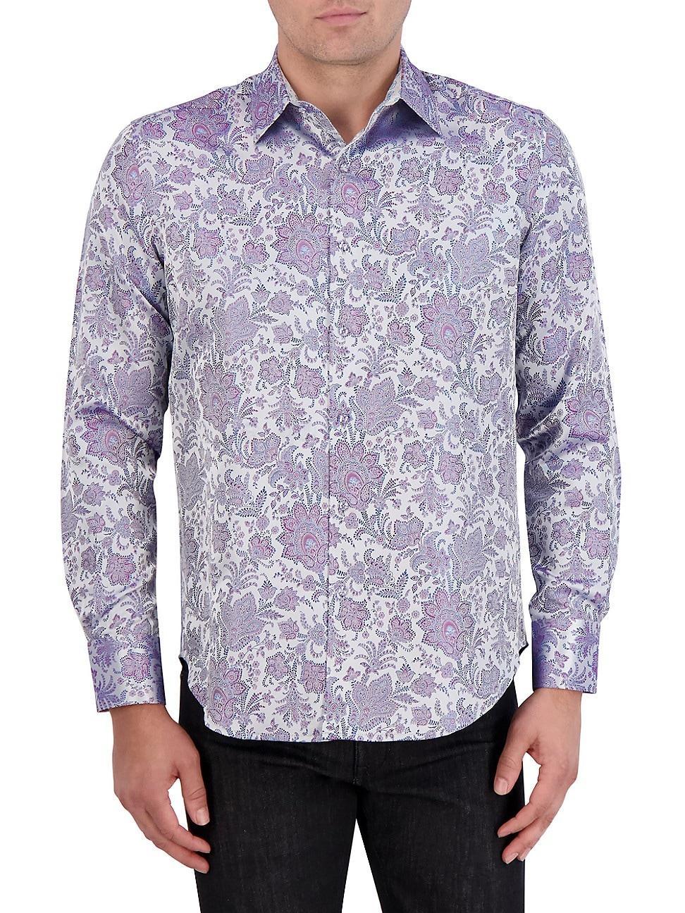 Mens Floral Brocade Silk-Blend Shirt Product Image