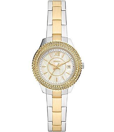 Fossil Womens Mini Stella Rose Gold-Tone Stainless Steel Bracelet Watch 30mm Product Image