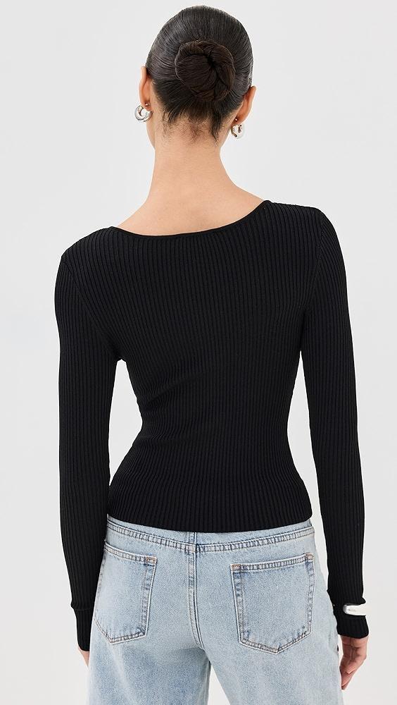 Good American Virgo Rib Zip Front Sweater | Shopbop Product Image