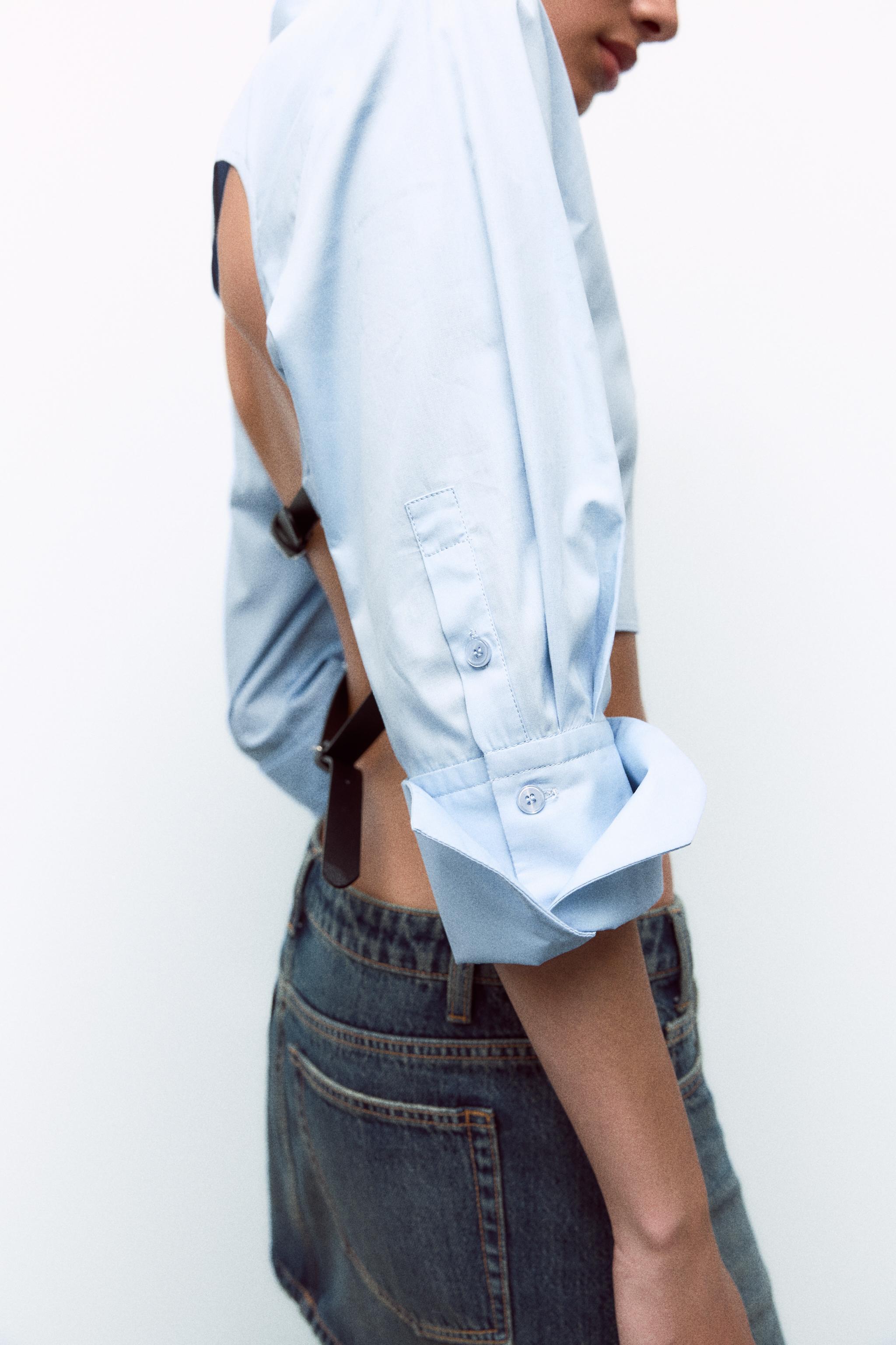 OPEN BACK BELTED POPLIN SHIRT Product Image