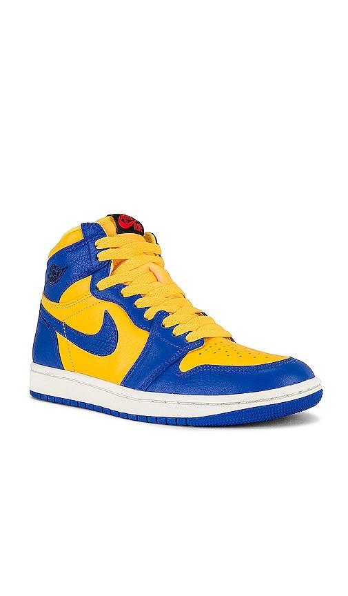 Jordan Womens Jordan AJ 1 High - Womens Shoes Yellow/White/Blue Product Image