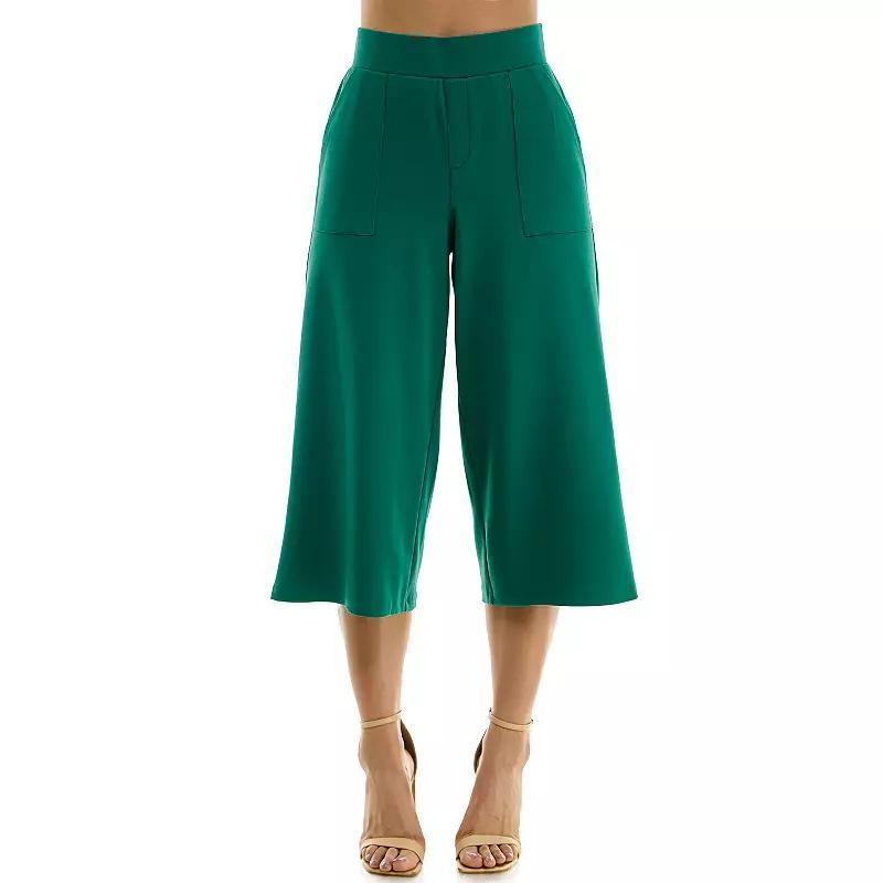 Womens Nina Leonard Elastic Waist Culotte Pants Blue Product Image