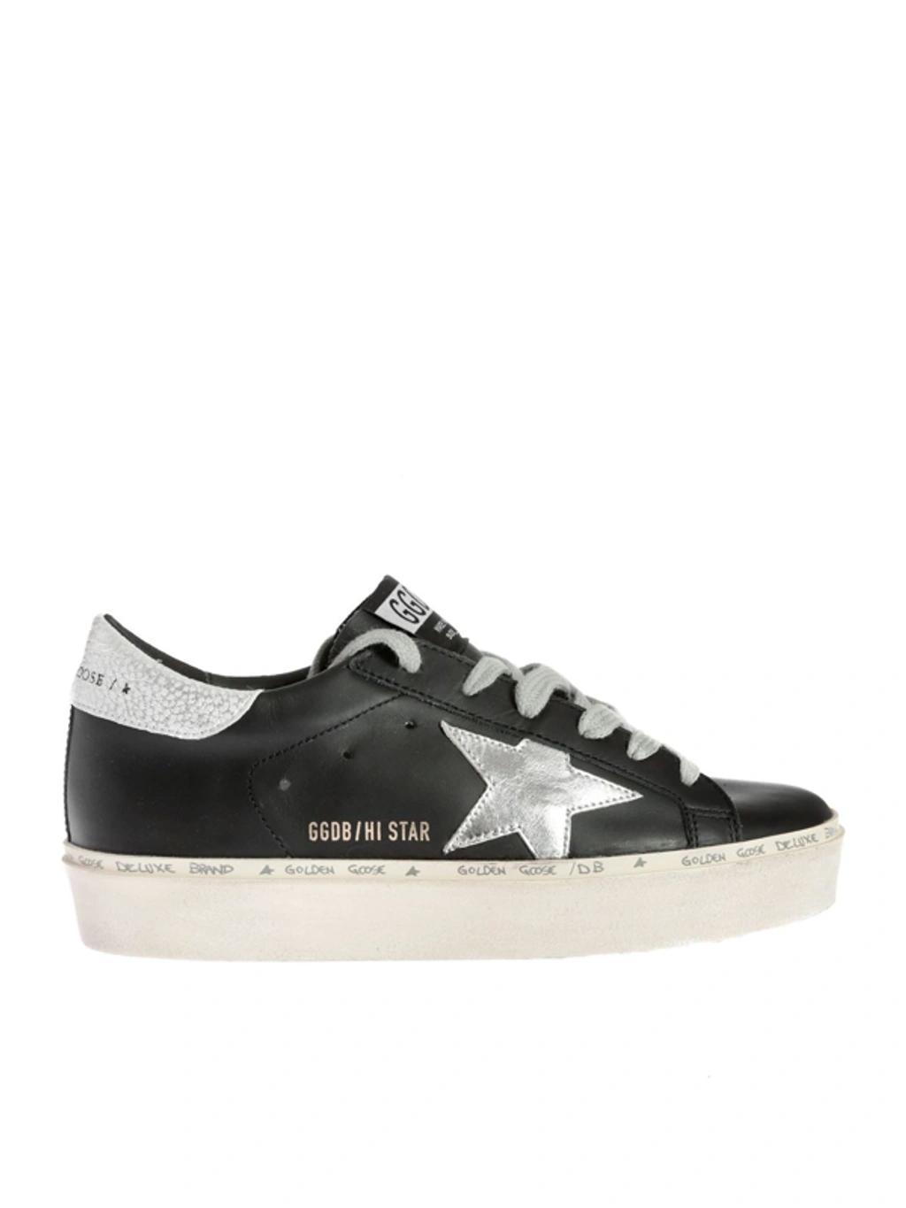 Hi Star Distressed Leather Sneakers In Black Product Image