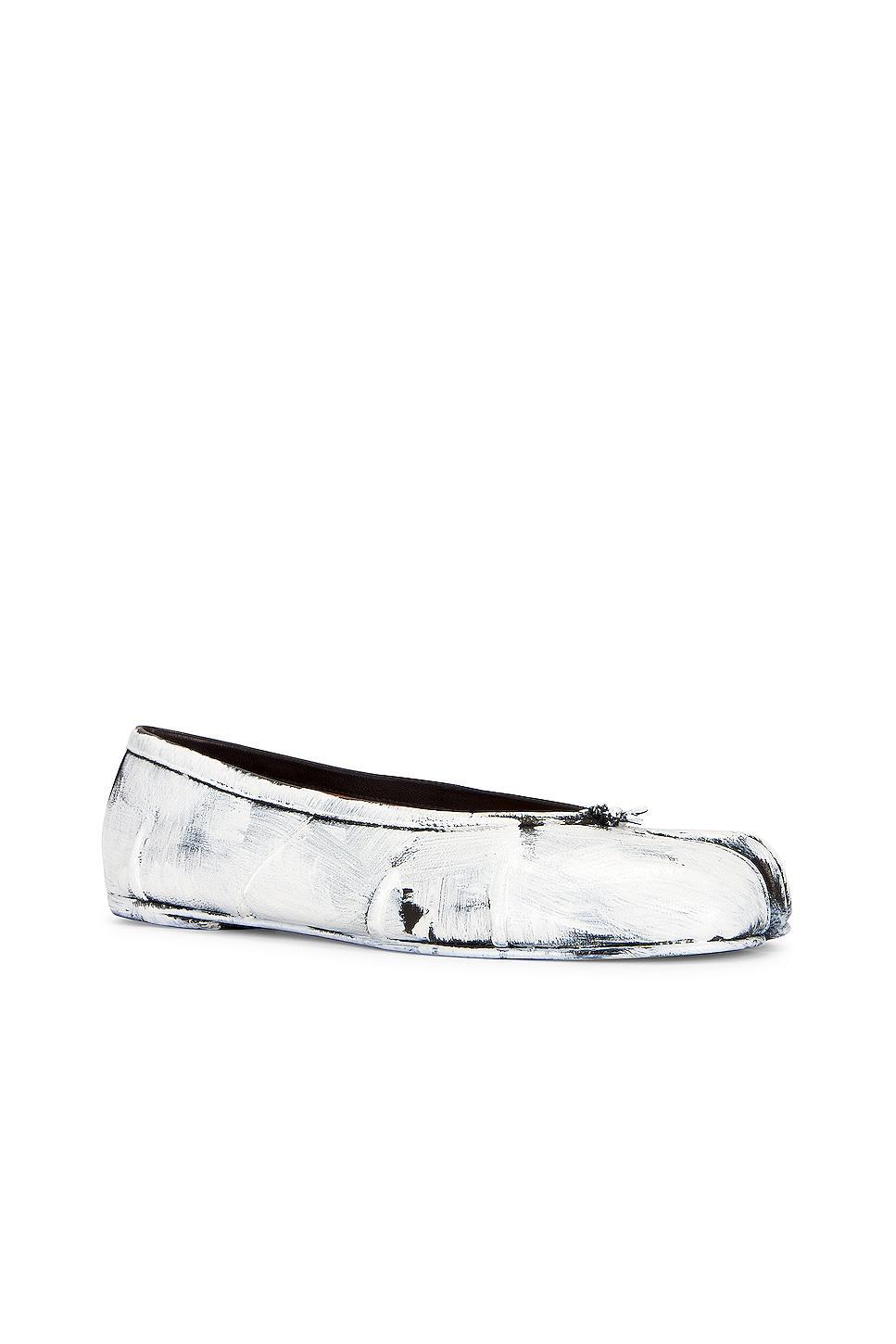 Maison Margiela Ballerina Tabi in Black & White - White. Size 39 (also in 36, 37, 38, 38.5, 39.5, 40). Product Image