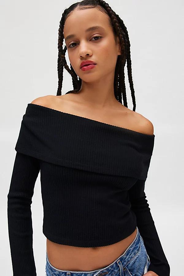 Silence + Noise Whitney Foldover Long Sleeve Top Womens at Urban Outfitters Product Image