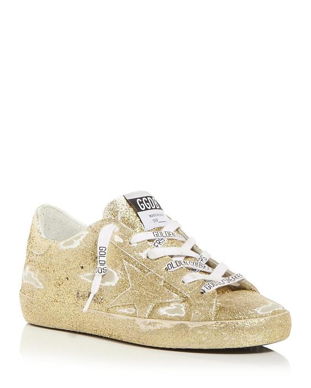 Golden Goose Womens Super-Star Glitter Low Top Sneakers Product Image