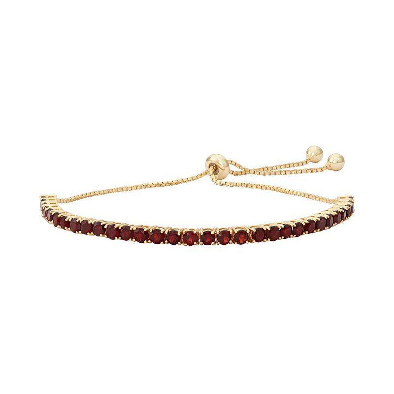 14k Gold Over Silver Garnet Lariat Bracelet, Womens Red Product Image