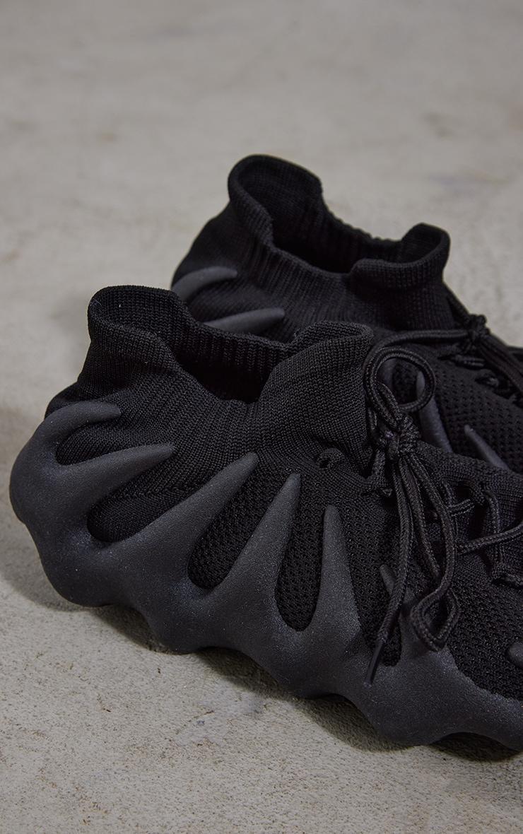 Black Knitted Wave Sole Sneakers Product Image