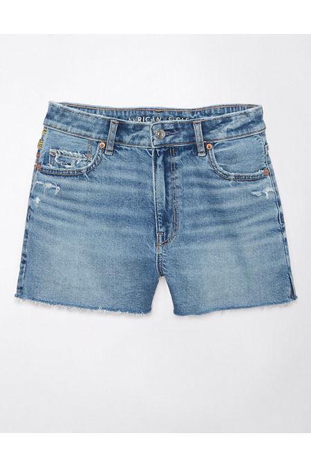 AE Strigid Mom Embroidered Denim Short Women's Product Image