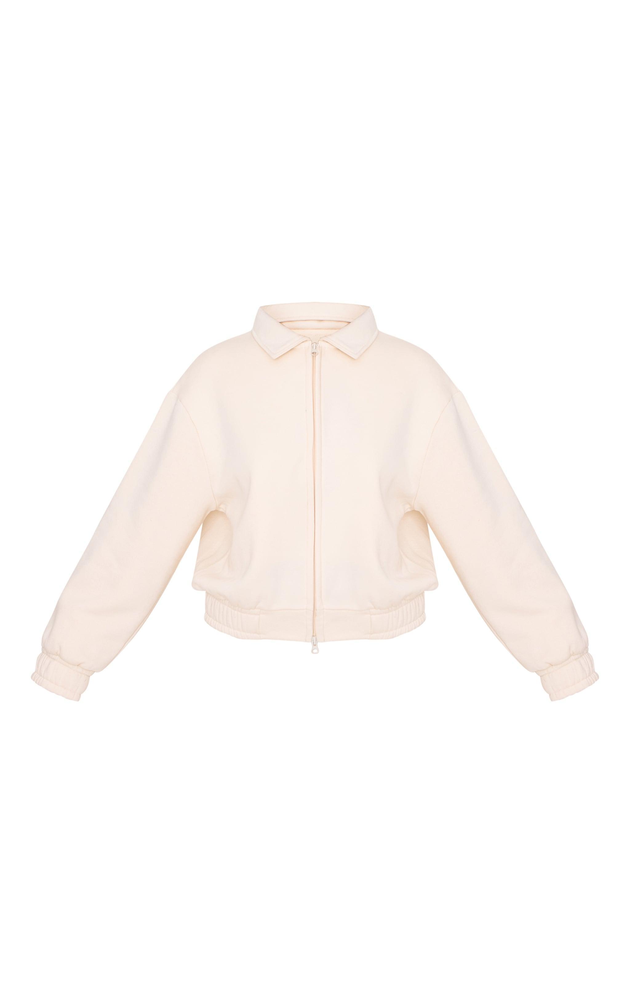 Petite Ecru Zip Through Collared Sweatshirt Product Image