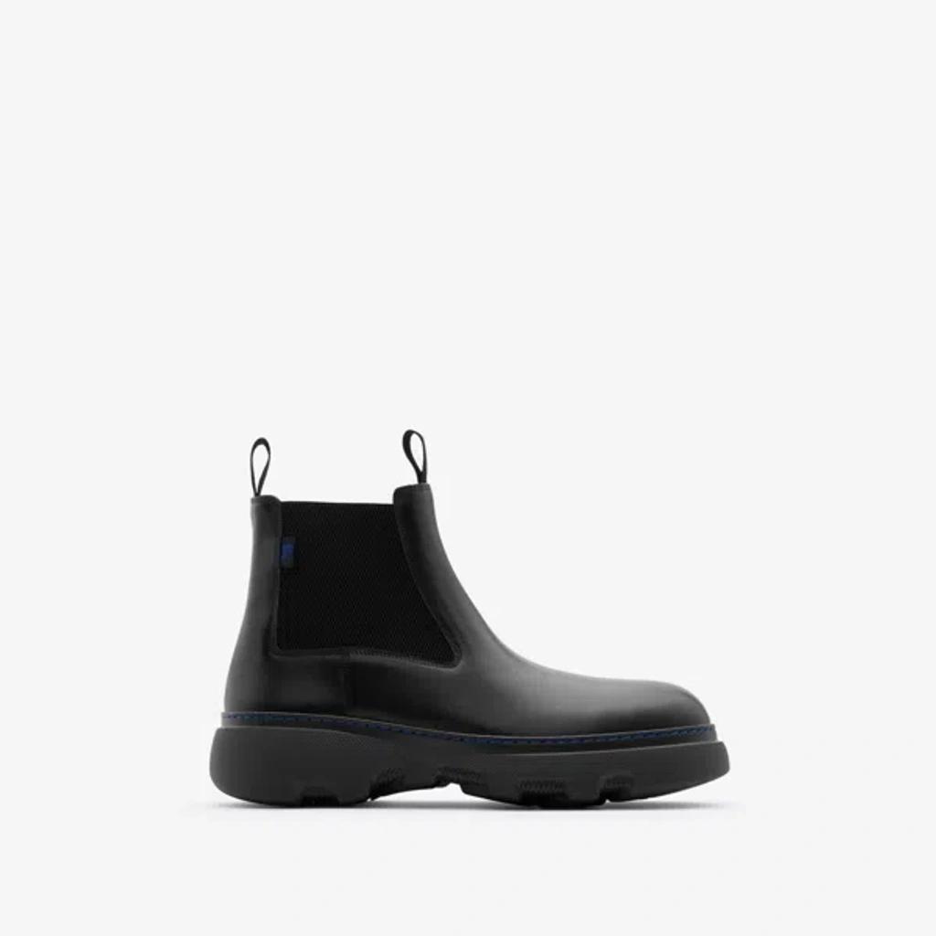 BURBERRY Leather Creeper Low Chelsea Boots In Black Product Image