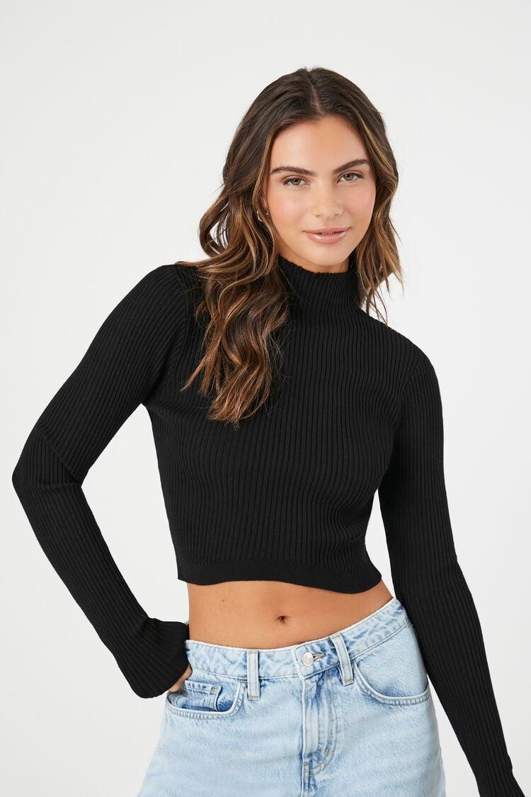 Mock Neck Sweater-Knit Crop Top | Forever 21 Product Image