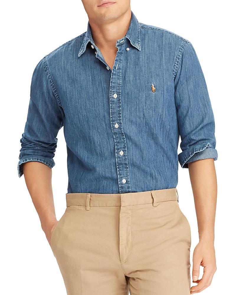 Mens Classic-Fit Denim Shirt Product Image