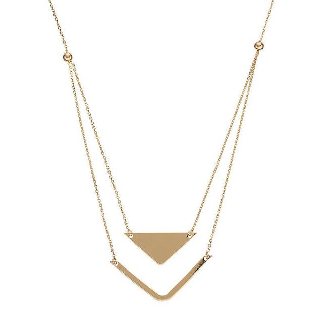 14k Gold Chevron Layered Necklace, Womens Yellow Product Image