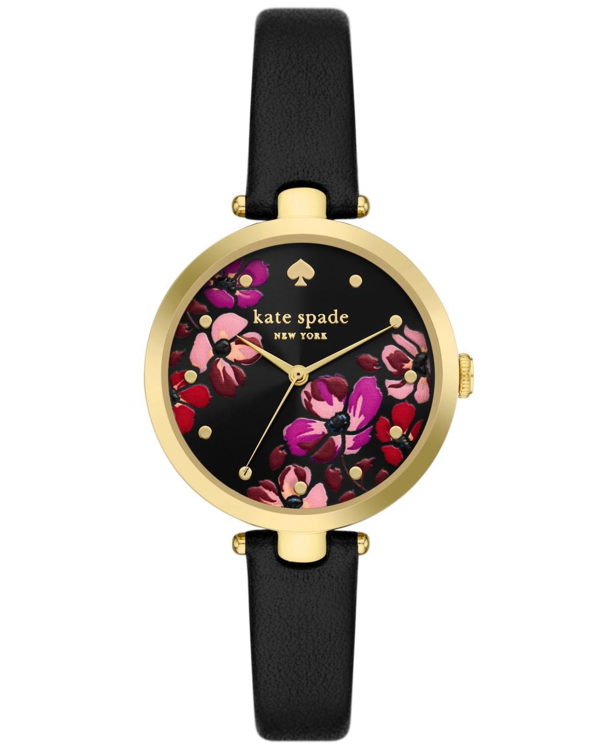 Kate Spade New York Womens Holland Black Leather Watch 34mm - Black Product Image