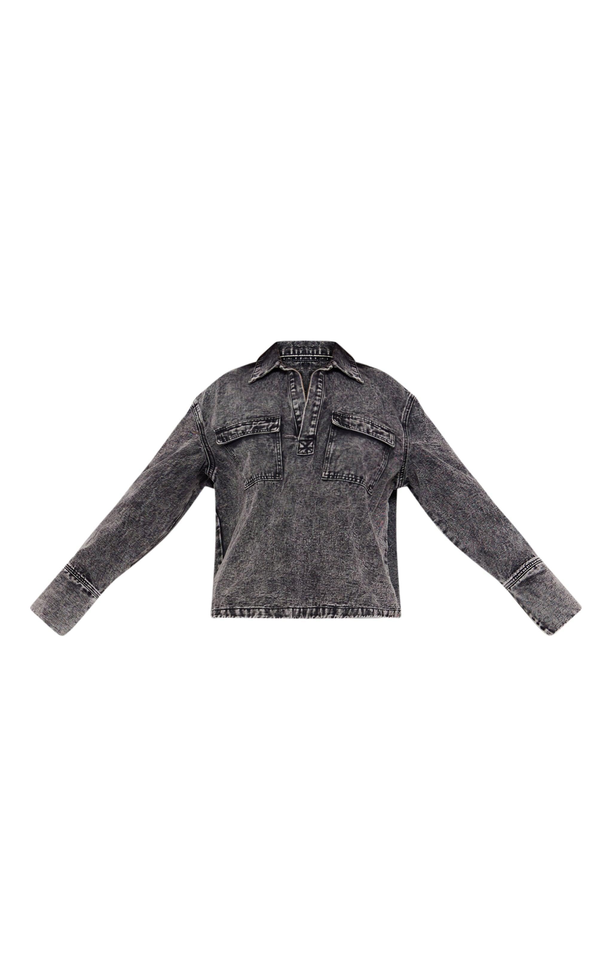 Grey Pocket Detail Open Long Sleeve Shirt Product Image