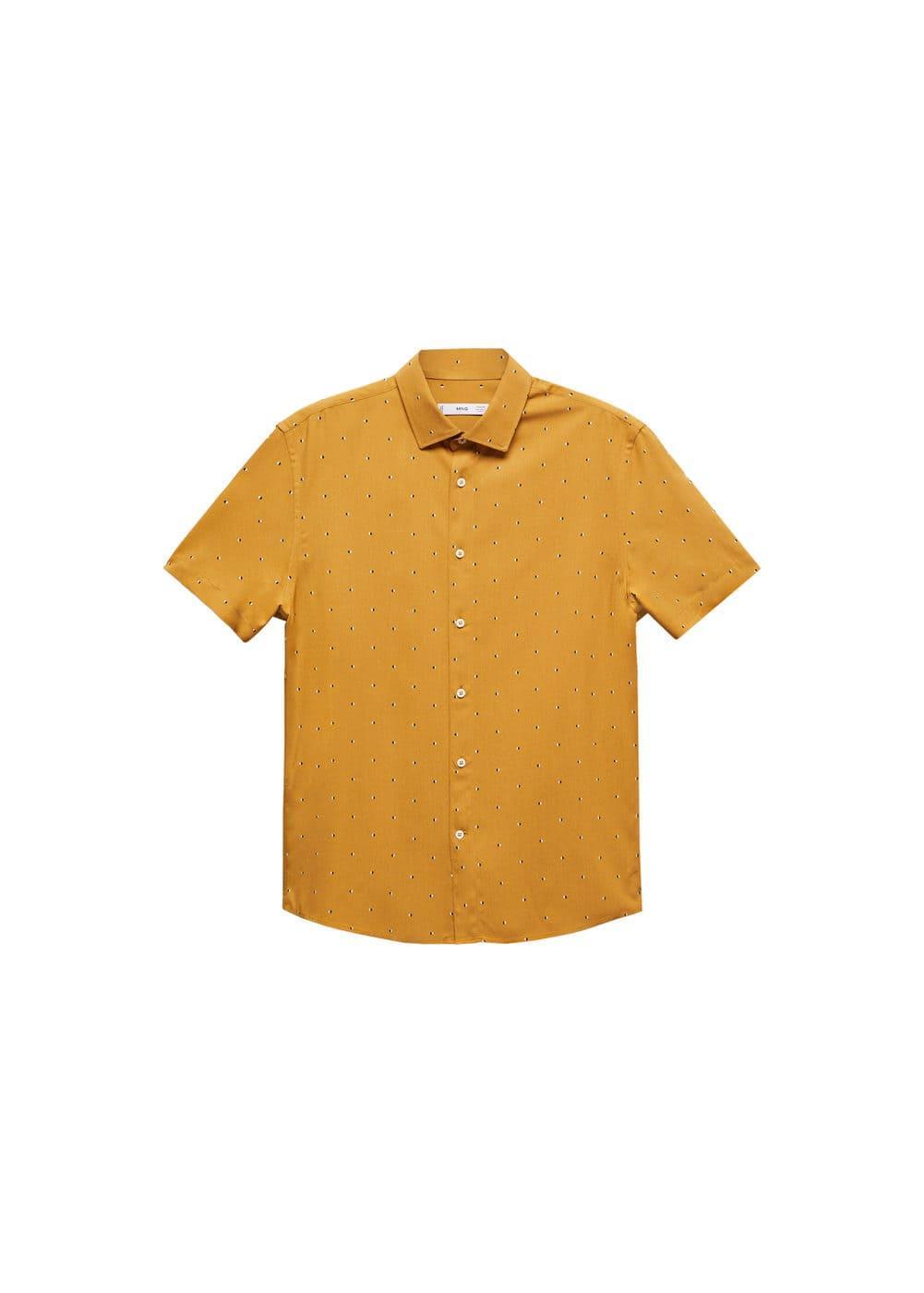 MANGO MAN - Mirco-print short sleeve shirt beigeMen Product Image