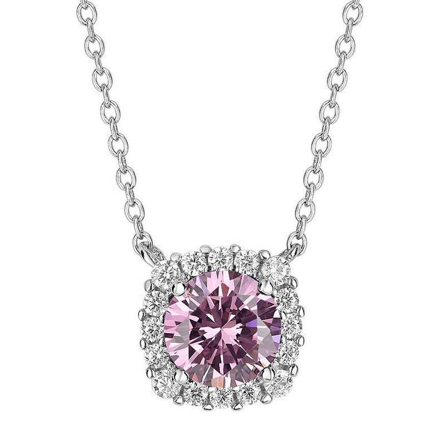 PRIMROSE Sterling Silver Cubic Zirconia Halo Pendant Necklace, Womens October Product Image