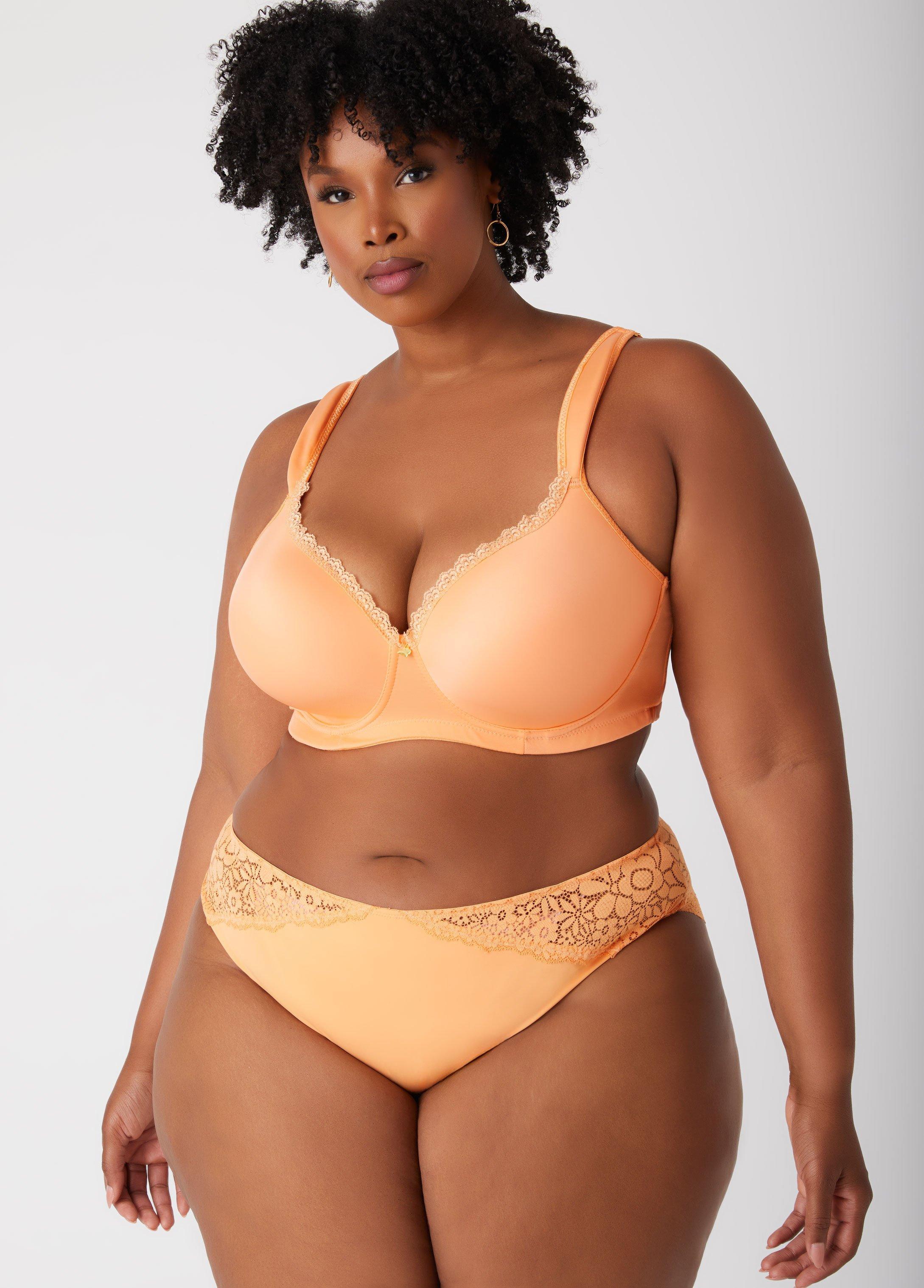 Plus Size Lace Paneled Bikini Briefs Ashley Stewart Product Image