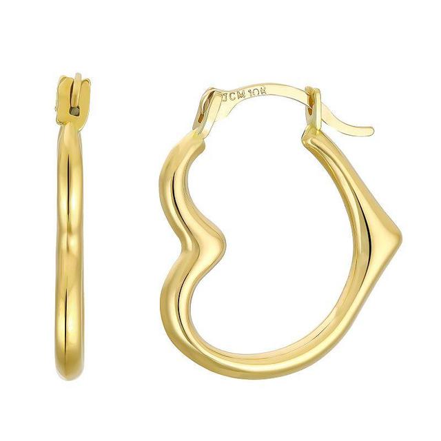 Taylor Grace 10k Gold Heart Hoop Earrings, Womens Product Image