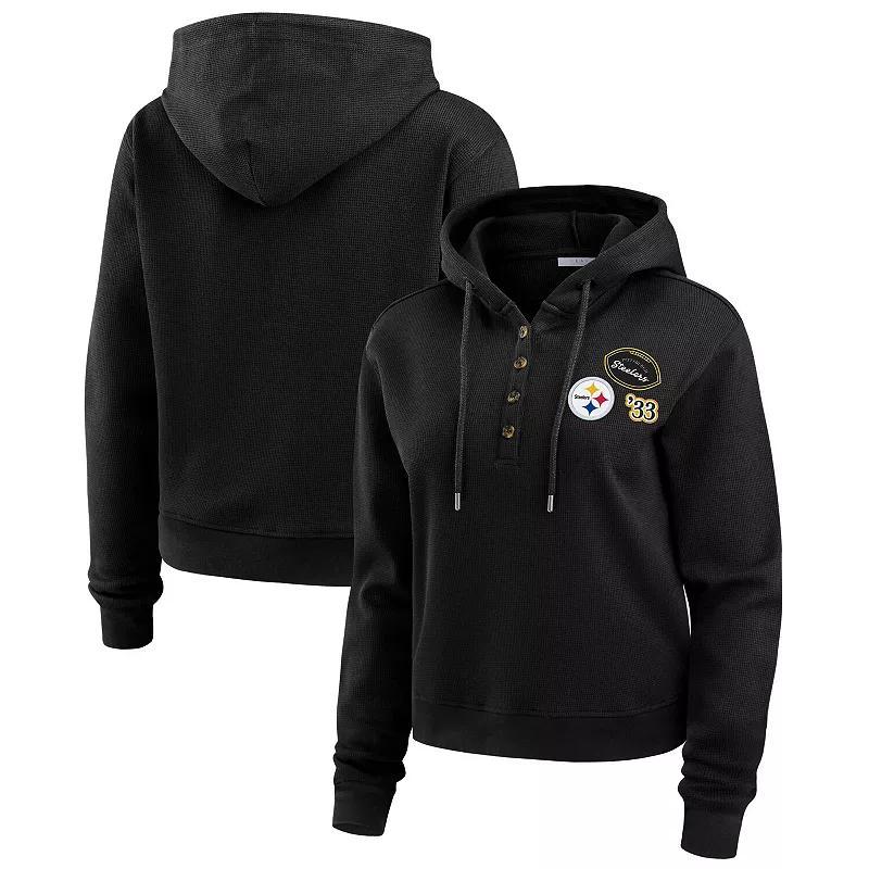 Womens WEAR by Erin Andrews Pittsburgh Steelers Plus Size Waffle Hoodie Pullover Top Product Image