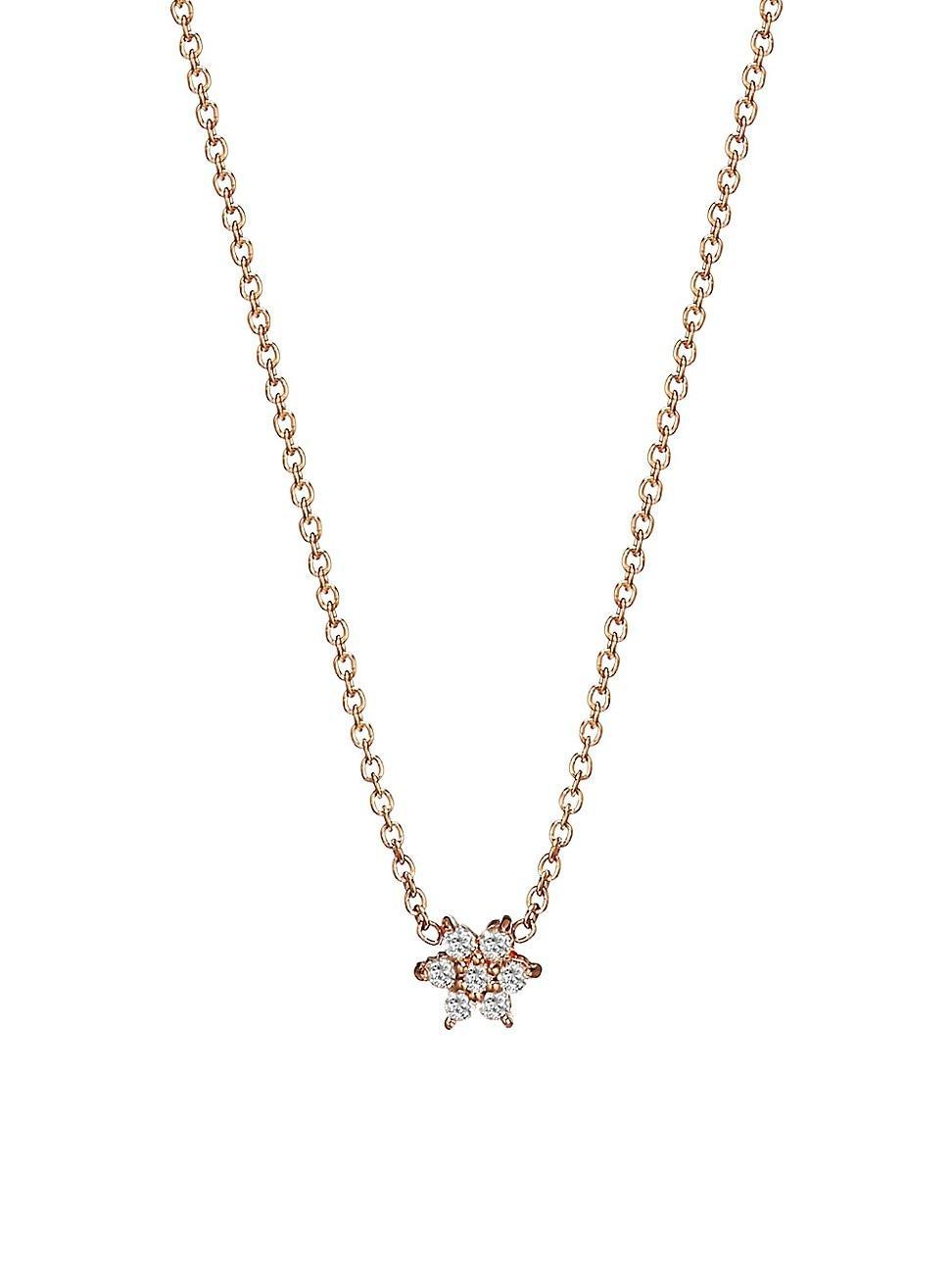 Womens Star 18K Rose Gold & Diamond Mini Pendant Necklace Product Image