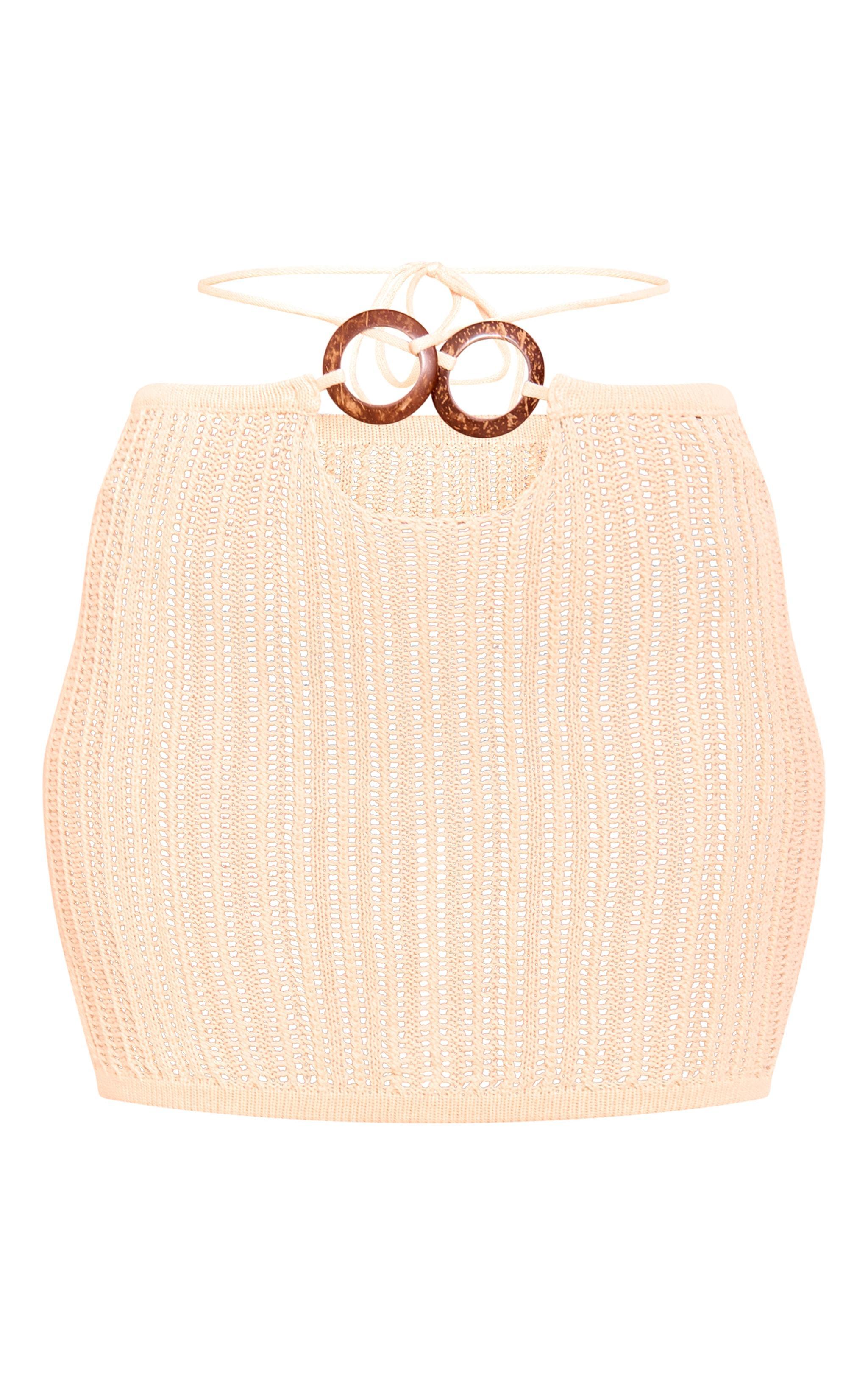 Tall Stone Trim Detail Open Knit Mini Skirt Product Image