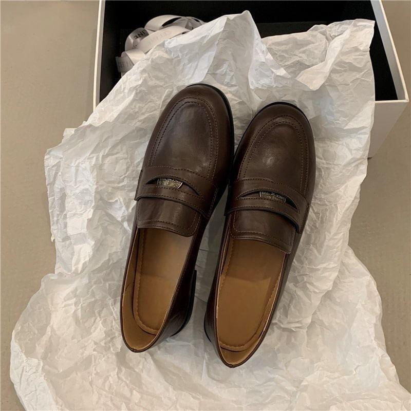 Faux Leather Penny Loafers Product Image