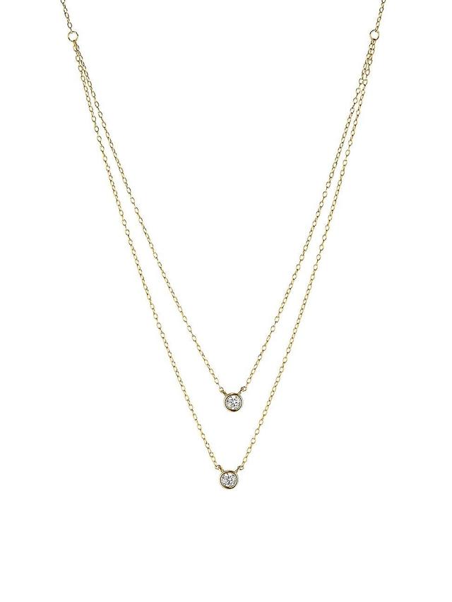 Womens 14K-Yellow-Gold Vermeil & Cubic Zirconia Layered Necklace Product Image