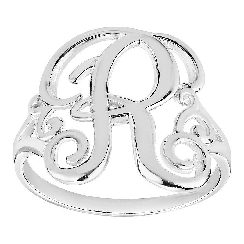 Womens PRIMROSE Sterling silver polished monogram initial B band ring size 7., Womens Grey Product Image