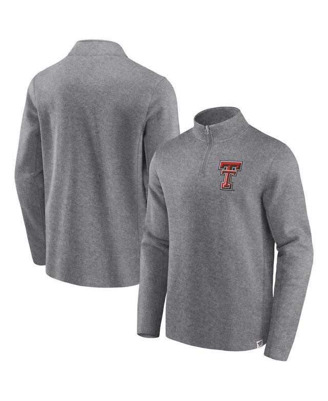 Mens Fanatics Heather Gray Distressed Wisconsin Badgers Vintage-Like Fleece Quarter-Zip Jacket Product Image