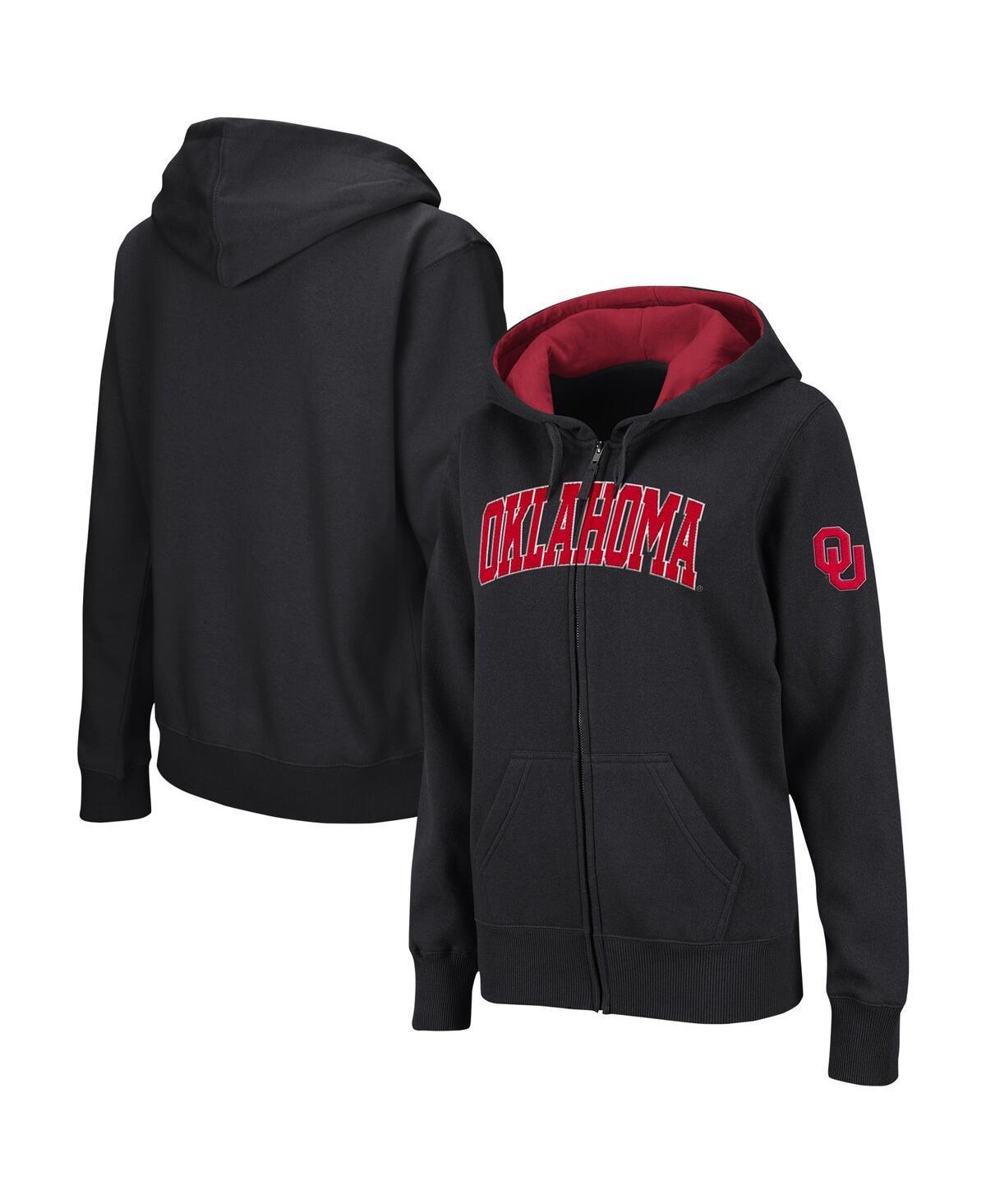 Womens Colosseum Black Oklahoma Sooners Arched Name Full-Zip Hoodie Product Image