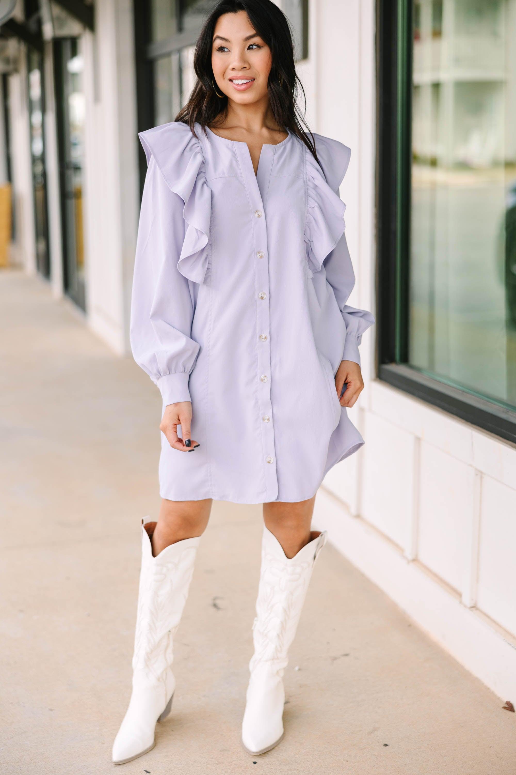 Feeling My Best Lavender Purple Ruffled Dress Female Product Image