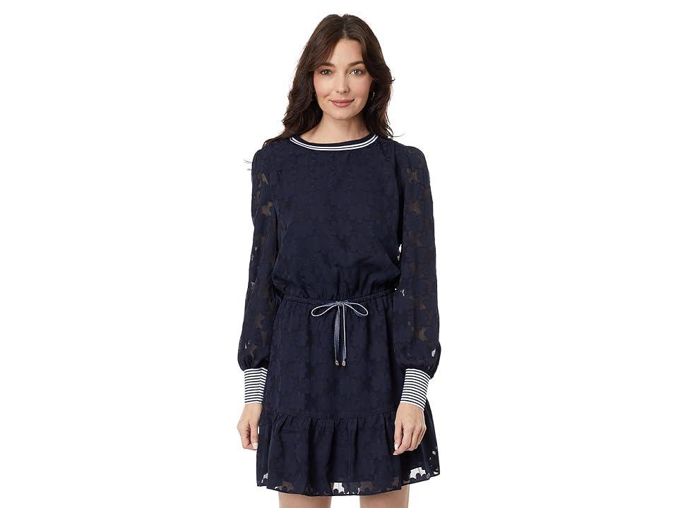 Tommy Hilfiger Long Sleeve Floral Mini Dress (Sky Captain) Women's Clothing product image