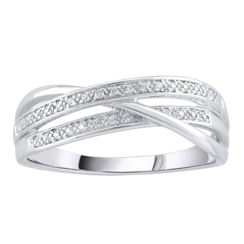 OLIVIA AND HARPER Sterling Silver Cubic Zirconia Crisscross Band Ring, Womens White Product Image