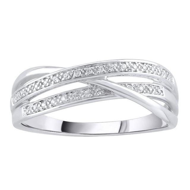 OLIVIA AND HARPER Sterling Silver Cubic Zirconia Crisscross Band Ring, Womens Product Image