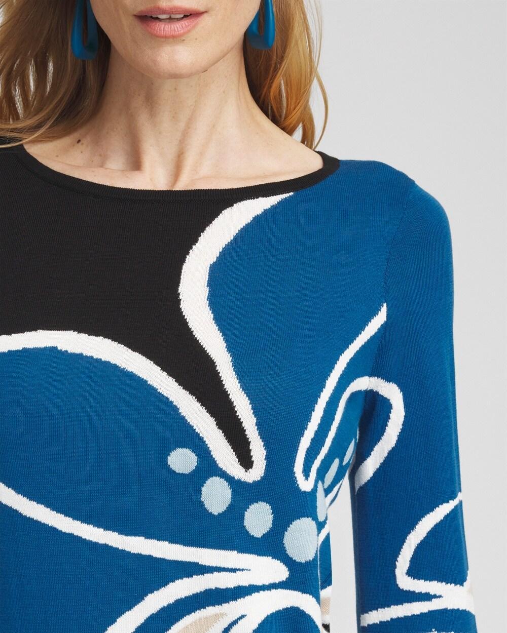 Swirl Print Crew Neck Pullover Sweater Product Image