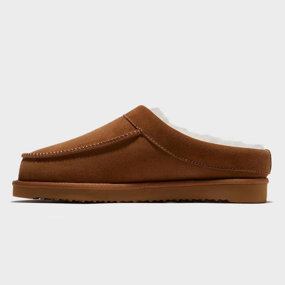 dluxe by dearfoams Men's Lith Moc Toe Clog Slippers - Light Brown 11 Product Image