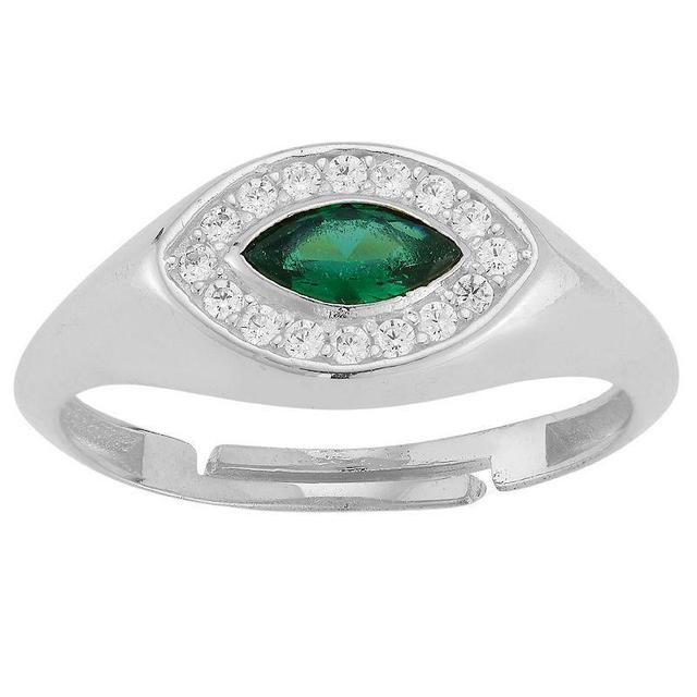 Sunkissed Sterling Sterling Silver Green & Clear Cubic Zirconia Eye Ring, Womens Silver Tone Product Image